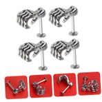 SHERCHPRY 4 Adet Kafatası El Pençesi Çivileri Paslanmaz Çelik Saplama Paslanmaz Çelik Damızlık Küpe Labret Damızlık Takı Sarmal Piercing Takı Bayan Küpe Süslemek Dudaklar