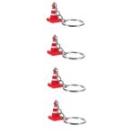 SHERCHPRY 4 Mini Trafik Polisi Koni Anahtarlık komik anahtarlıklar trafik konisi kolye Sahipler kutular çanta süsü dekorasyon kadin cüzdan maket Çanta Kolye Sevimli anahtarlıklar alaşım