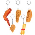 SHERCHPRY 5 Adet Tavuk Nuggets Kanatlar Patates Kızartması Yemek Kolye Anahtarlıklar - Anahtarlar Için Yaratıcı Anahtarlık Seti