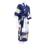 SHERCHPRY Gecelik bornoz kadın bornoz yaz elbise yaz pijama kadınlar için hırka gecelik Kimono elbise pijama Kimono tarzı pijama hırka ipek eşofman Lace up Miss, Mavi, 120X63X0.1CM