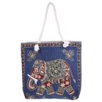SHERCHPRY Kadın Crossbody Çanta Kanvas Bez Çantalar Fil Desenli çanta, Kalın Halatlı Etnik Stil Kanvas Çanta, Omuz Çantaları Alışveriş Çantası Crossbody Çanta Kanvas Postacı Çantası, Gösterildiği Gibi, 43.5X42X5cm