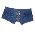 SHERCHPRY Lady Korse Kemer Kadın Denim Geniş Bel Kemeri Elbise için Yüksek Bel Cinch Kemer, Mavi, 37X19.5X0.5CM