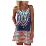 SHERCHPRY Tam Kayma Sundress Yaz Mini Elbiseler Kolsuz Sundress Spagetti Askılı Etek Kadın Etnik Elbise Boyundan Bağlamalı Elbise Plaj Elbisesi Kısa İtalyan Elbise Avrupa Ve Amerika