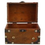 SHERCHPRY Vintage Dekoratif Ahşap Kilitli Kutu Menteşeli Kapaklı Ahşap Kutu Ahşap Mücevher Kutusu Hatıra Saklama Kutusu Hazine Mücevher Sandığı Kutusu