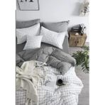Sheri Home Çarşafı Lastikli Nevresim Takımı Çift Kişilik Kare Beyaz - 200 x 220 cm - Beyaz - Gri