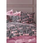 Sheri Home Ppink Love Çift Kişilik Cift Taraflı Nevresim TAKIMI(ÇARŞAFLI)YENİLOVEÇIFT889488 - Toz Pembe - 200 x 220 cm