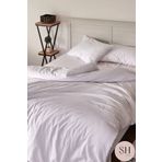 Sheri Home Tekstil Lüks Otel Nevresim Takımı 83 Tel Çift Kişilik Çizgili Saten 2 Adet Yastık Kılıfı