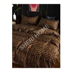 Sheri Home Tekstil Mocha Leopar Desen Lastikli Çarşaf Çift Kişilik Nevresim Takımı King8892219694888