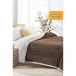 Sherpa Battaniye Çift Kişilik Çizgili Yumuşak Peluş Wellsoft Yatak Örtüsü Koyu Kahve - 200 x 220 cm - Koyu Kahverengi
