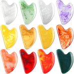 Sherr 12 Adet Gua Sha Yüz Aletleri Kalp Şekilli Masaj Guasha Aracı Yüz Kazıma için Guasha Taş Masajı Spa Kadınlar için Guasha Kurulu Vücut Cilt Bakımı Kas Gerginliğini Azaltır, 12 Renk (Retro Renk)