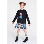 She&she Marka 4-12 Yaş Kız Çocuk Siyah Örme Kumaş Sweatshirt Üstlü Dalmaçyalı Köpek Desenli Pileli Elbise - 9 - 10 Yaş - 0 - Siyah
