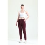 SHEVEGA Kadın Bordo Kuşaklı Pileli Boyfriend Jean Kot Pantolon
