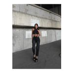 SHEVEGA KADIN SİYAH İŞLEMLİ YÜKSEK LAZER YIRTIK BOYFRİEND MOM JEANS KOT PANTOLON