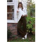 SHEVEGA Kahverengi Yüksek Bel Boyfriend Wide Leg Jean Salaş Bol Paça Kot Pantolon