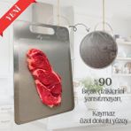 Shghome Paslanmaz Çelik Kesme Tahtası Özel Yüzey Işlemeli 1,5 mm Kalınlık, 23 x 34 cm Yıkanabilir, Gıda Temasına Uygun, Hijyenik - 1 Adet