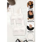 SHİBA Kadın Crop 2'li Paket Beyaz Pedli Spor Sütyeni Yarım Atlet Büstiyer Bluz