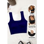SHİBA Kadın Pamuklu Askılı Crop Pedli Spor Sütyeni Yarım Atlet