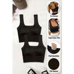 SHİBA Kadın Pamuklu Kalın Askılı Crop Pedli Spor Sütyeni Yarım Atlet Bluz Büstiyer Shb059240