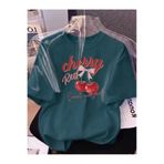 shidumanlar NEFTİ YEŞİL Unisex Erkek/Kadın Cherry Özel Baskılı Oversize Pamuklu Bisiklet Yaka T-Shirt tshirt