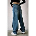 Shield Life Tibet Spreyli Toka Detaylı Bol Kesim Geniş Paça Rahat Baggy Jean Kot Salaş Kadın Pantolon Glavie