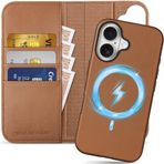 SHIELDON iPhone için Ayrılabilir Cüzdan Kılıfı, 2'si 1 Arada Manyetik Çevirmeli Hakiki Deri [RFID Engellemesi][Kickstand] iPhone 6.1 ile Uyumlu Telefon Kılıfı, Kahverengi Eyer