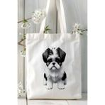 Shihtzu Köpek Baskılı Bez Çanta Omuz Çantası Kişiye Özel Model 3