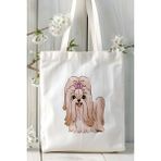 Shihtzu Köpek Baskılı Bez Çanta Omuz Çantası Kişiye Özel Model 9