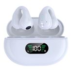 SHIJIAET Kablosuz Kulak Klipsi Kemik İletim Kulakiçi Açık Kulak Kulaklıkları Bluetooth, Spor Klipsi Kablosuz Kulaklıklar Su Geçirmez Dış Kulaklıklar Bisiklet Koşu Egzersizi Kulak Tomurcukları Beyaz