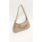 SHIKIRTI Bej-Vizon Renk Çift Çapraz Kemer Toka Detaylı Kadın Omuz Çantası (29cm*13cm)