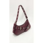 SHIKIRTI Bordo Renk Çift Çapraz Kemer Toka Detaylı Kadın Omuz Çantası (29cm*13cm)
