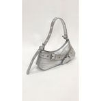 SHIKIRTI Gümüş Renk Çift Çapraz Kemer Toka Detaylı Kadın Omuz Çantası (29cm*13cm)