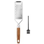 SHIKORI Parmesan peyniri limon, zencefil, peynir, hindistan cevizi, patates, çikolata ve sarımsak için doğal ahşap saplı paslanmaz çelik peynir rendesi, koruyucu kapak öğütücülü