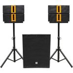 Shile PRZZ12AU 1200W Rms Aktif Ses Sistemi 18" Subwoofer 120OZ 4 Satellite Kule Seti Dsp Kontrollü Bluetooth/tws/mp3 Full Paket - siyah