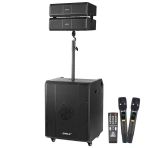 Shile Sl-9 400W Aktif Kule Ses Sistemi 2 Adet Kablosuz Mikrofonlu Tekerlekli Mdf Kasa Bluetooth/tws/dsp Destekli Pa Seti