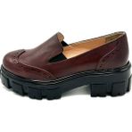Shine Deri Kadın Makosen Ayakkabı - Bordo