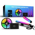 Shine In Home CSG90B, (58-65" Tvler) HDMI Bağlantılı Görüntü ve Ortam Sesi ile Senkronize Tv Arkası Rgbıc LED Işıklandırma Seti (+2 Adet Dekoratif LED Bar) , HDMI Sync Box Pro Set