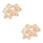 SHINEOFI 2 Takım Ahşap Boncuk Dekorasyonu Ahşap Boncuklar Ev Dekorasyonu El Işi Boncuklar Köpük Golf Topları Golf Vuruş Matı Yarım Zanaat Topları Yarım Tahta Boncuk Beige 100 Adet * 2