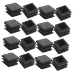 SHINEOFI 30 Adet Siyah Plastik Uç Kapakları Kare Boru Sandalye Bacak Kayma Ekler Boru Boru Uç Kapağı Sandalye Kayma Sandalye Masa Tabure Bacak 25x25mm