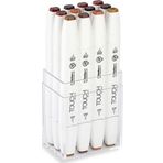ShinHan Art Touch Twin Brush Marker 12 Renk Set AHŞAP RENKLERİ