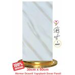Shiny Beyaz-Toprak Mermer Desenli 60X30cm Yapışkanlı Mutfak Banyo Kaplama Duvar Paneli Kağıdı Tx-106