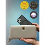 Shiny Ever Büyükboy Telefon Bölmeli Deri Kadın Cüzdan El Çantası Kremrengi Gold Detaylı - Renkli