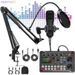 Shipment Profesyonel Mikrofon Seti Canlı Yayın Ses Mikseri Kartı Kayıt Stüdyosu Podcast - Siyah
