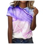 Shirts Kadın Yaz Pamuklu Tişört Moda Renkli Baskılı Tunik Bluz Yaz Tişörtleri Genç Kız Spor Tişört Basic Tops Casual Loose Fit Gömlek Bluz Üst Giyim, 1 pembe, XL