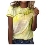 Shirts Kadın Yaz Pamuklu Tişört Moda Renkli Baskılı Tunik Bluz Yaz Tişörtleri Genç Kız Spor Tişört Basic Tops Casual Loose Fit Gömlek Bluz Üst Giyim, 1 yeşil, XL