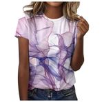 Shirts Kadın Yaz Pamuklu Tişört Moda Renkli Baskılı Tunik Bluz Yaz Tişörtleri Genç Kız Spor Tişört Basic Tops Casual Loose Fit Gömlek Bluz Üst Giyim, 2 pembe, L