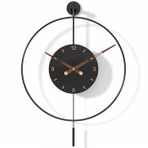 SHISEDECO Klasik Büyük Sarkaçlı Duvar Saati, Dekoratif ve Metal Çerçeve, Cam Yüzlü, Modern Sessiz Tasarım, Oturma Odası, Mutfak, Yatak Odası, Ofis için Pille Çalışan Saatler (Siyah/20)