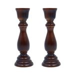 Shiwaki 17 x 6 x 2,2 cm Ahşap Şamdanlar Tutacağı Antik Mumluk El Sanatı Vintage Kahverengi Mum Çubuğu Yemek Masası Kilise Süsleri için - Vintage Stil