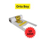 SHIZUKA Gülenyüz Baskılı 100'lü Orta Boy Poşet 10 Rulo