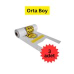 SHIZUKA Gülenyüz Baskılı 100'lü Orta Boy Poşet 3 Rulo