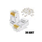 ŞHN'Shopping 30 Adet Rj45 Cat5Cat6 Ethernet Internet Kablo Soketi Konnektörü 8p8c Rj45 Jack Uç Uc 30 Tane Utp Jak